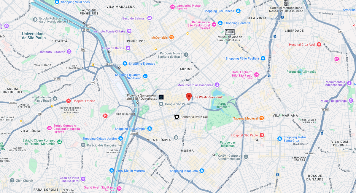 Westin Sao Paulo location map