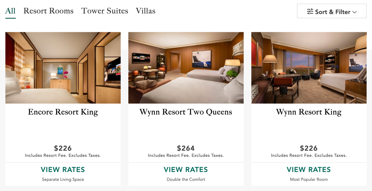Wynn Encore Las Vegas room rates mid week