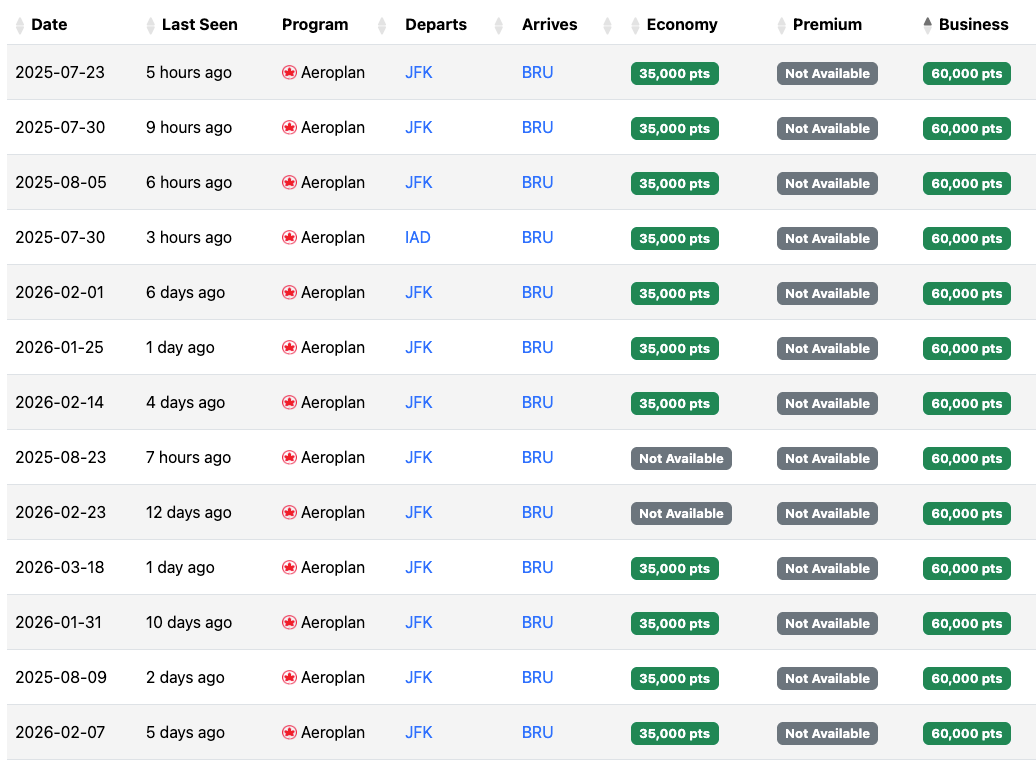 aeroplan brussels deal