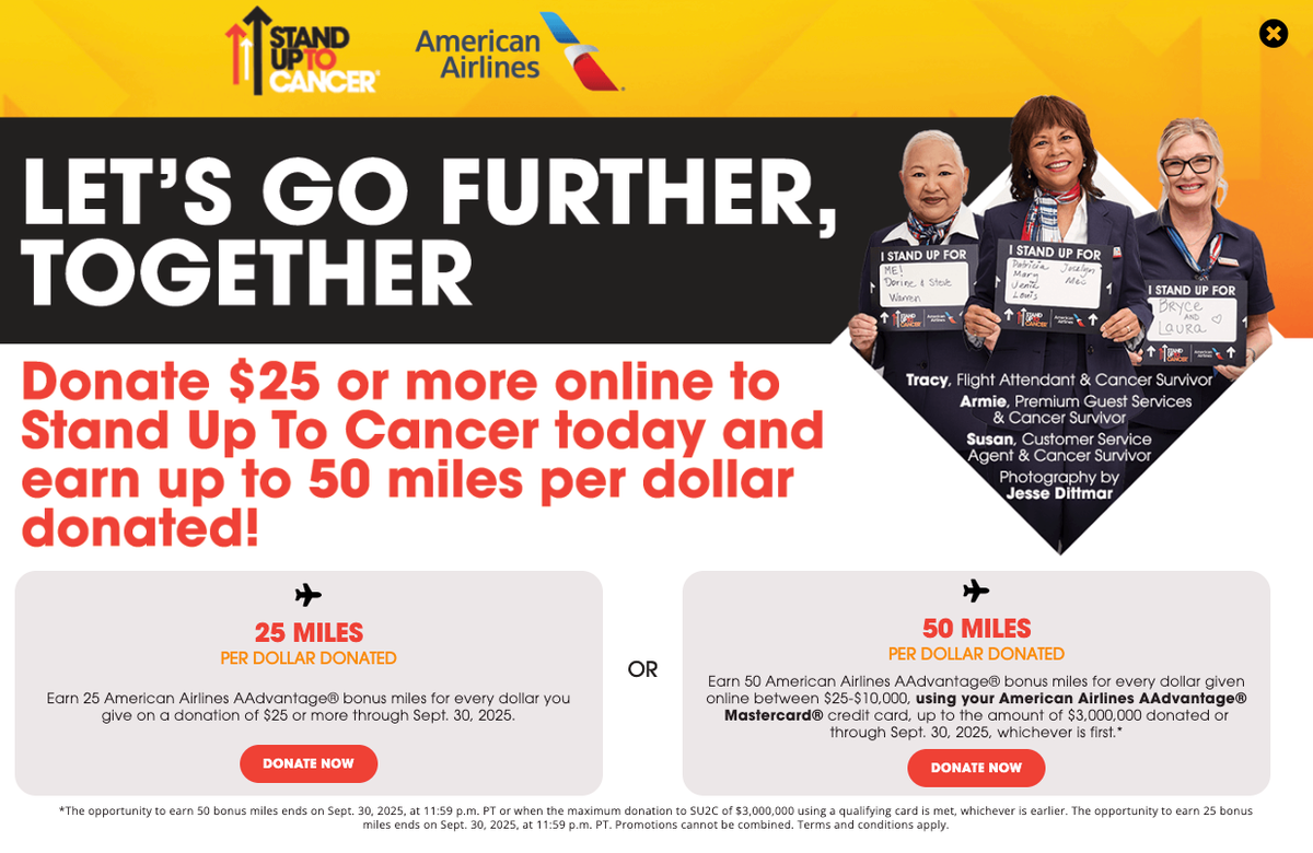 AA miles Stand Up to Cancer August 2025