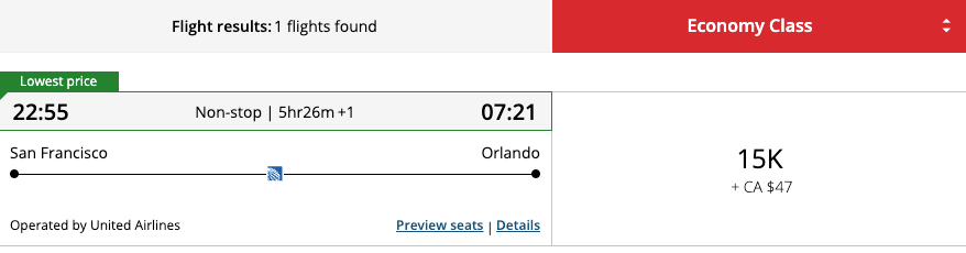 Aeroplan SFO MCO