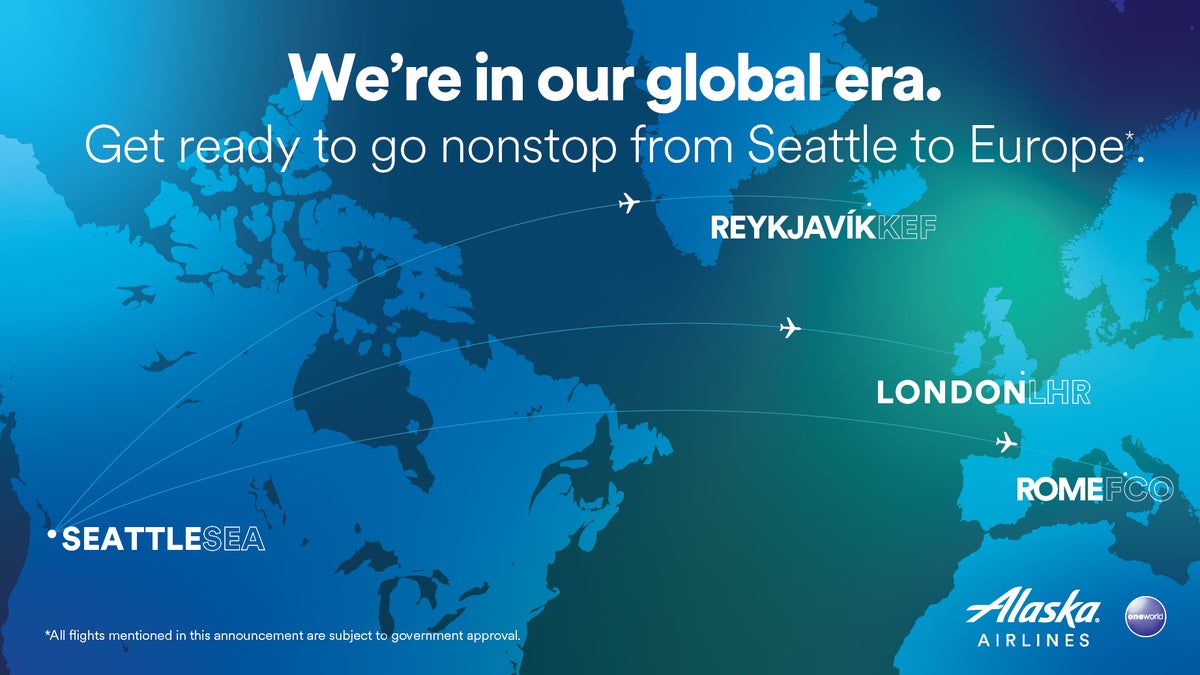 Alaska Airlines Seattle to Europe route map