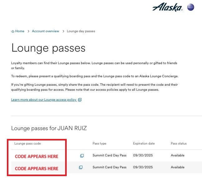 Alaska Lounge Passes Code