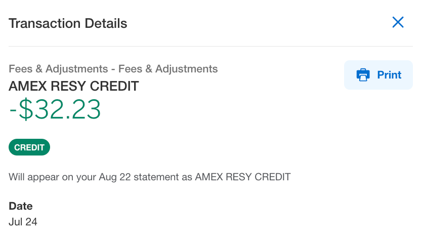 Amex Resy Statement Credit