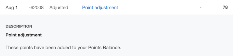 Amex points adjustment