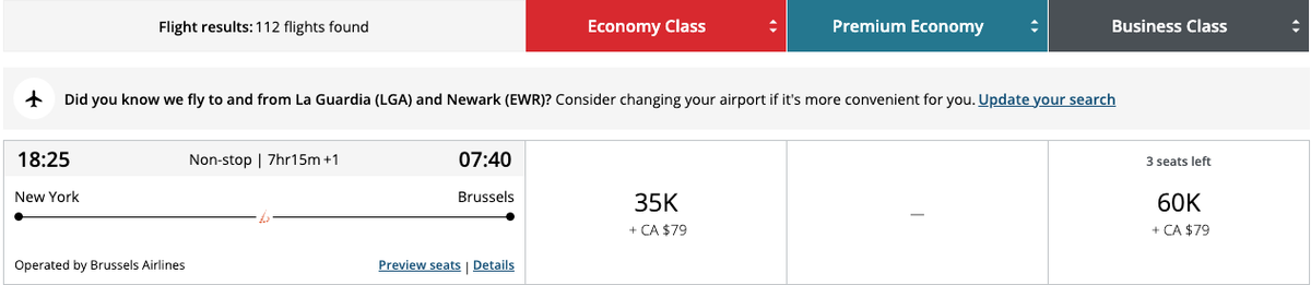 Brussels Aeroplan Award