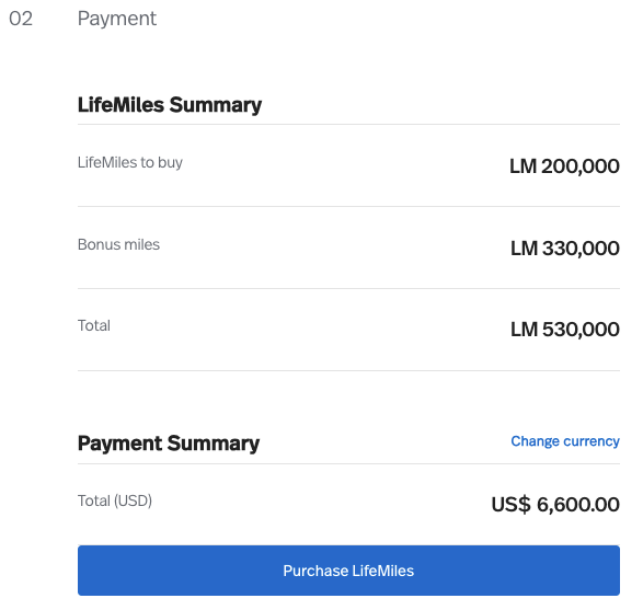 Buy LifeMiles price August 2025 165 bonus