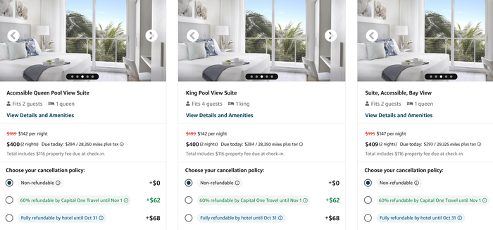 Capital One Travel 400 hotel example