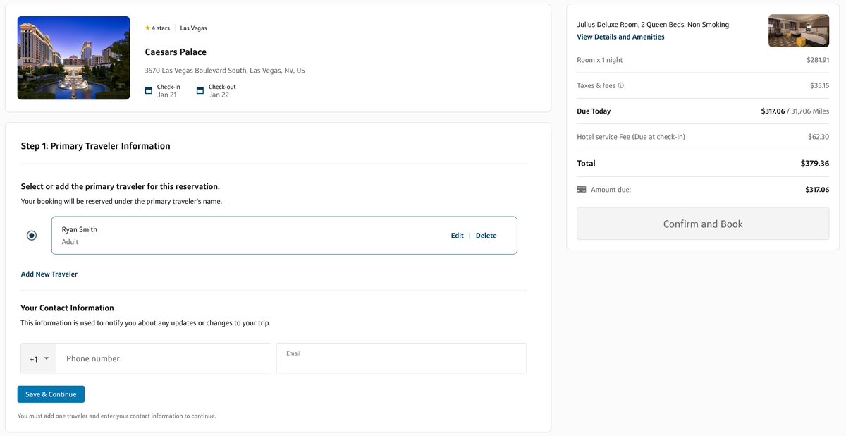 Capital One Travel hotel guest info