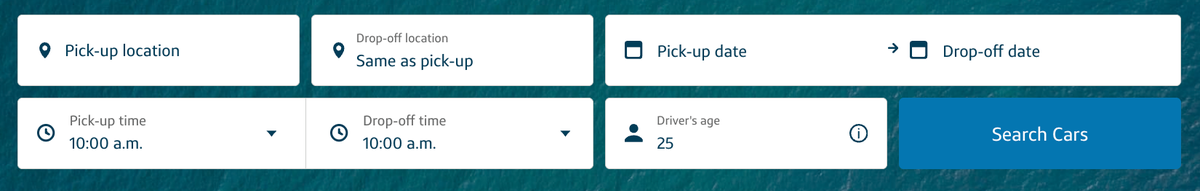 Capital One Travel rental cars search