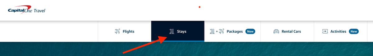 Capital One Travel stays search page