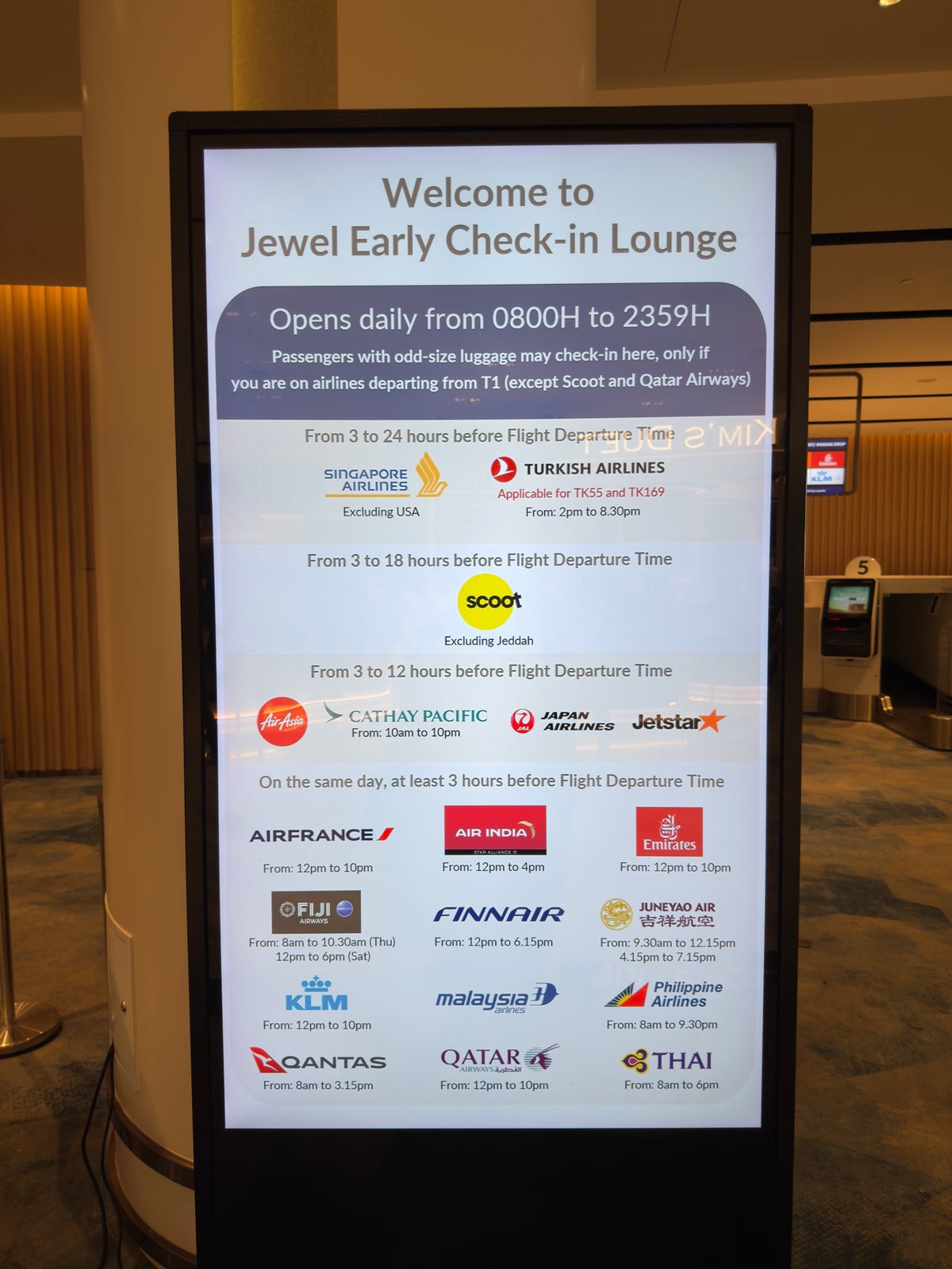 Changi Airport early check in
