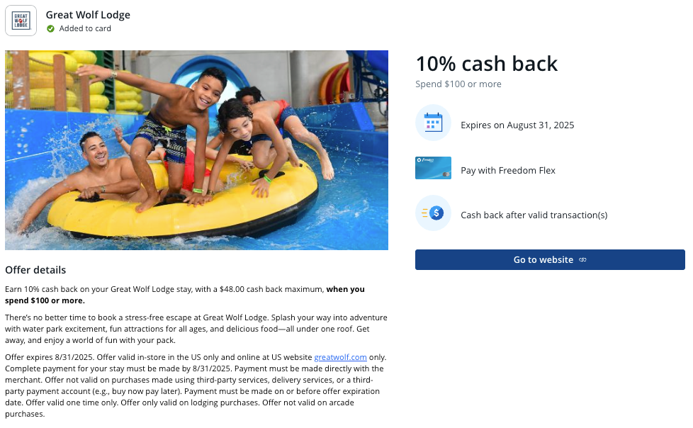 Chase Offer Great Wolf Lodge August 2025