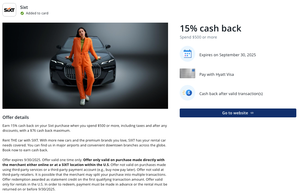 Chase Offer SIXT September 2025