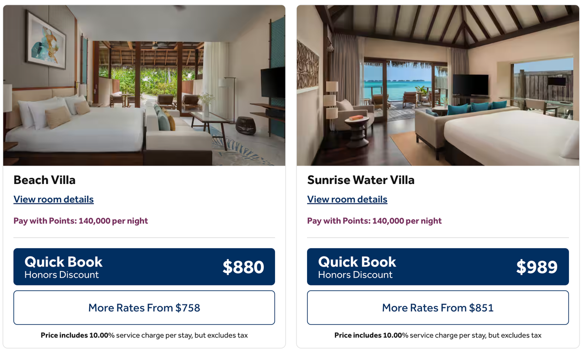 Conrad Maldives Rangali booking price
