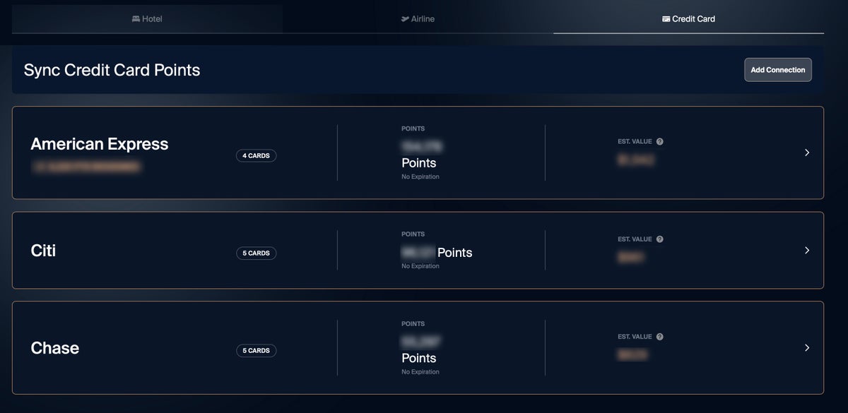 Credit card points on Gondola