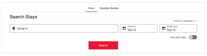 Delta Stays search page Delta Stays search page