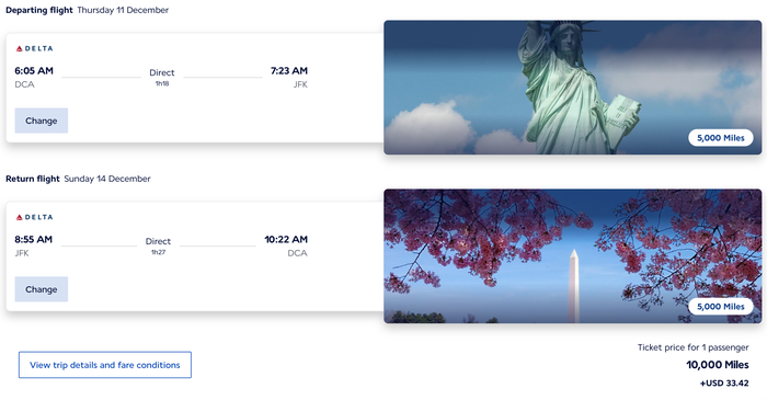 Flying Blue Award Ticket from Washington D.C. to New York Flying Blue Award Ticket from Washington D.C. to New York