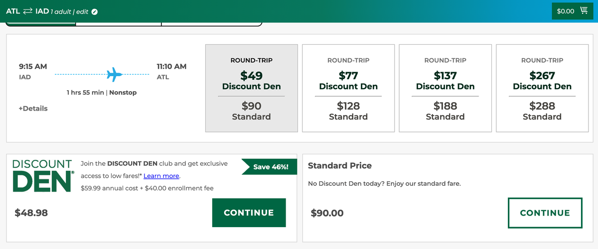 Frontier booking ATL IAD ATL