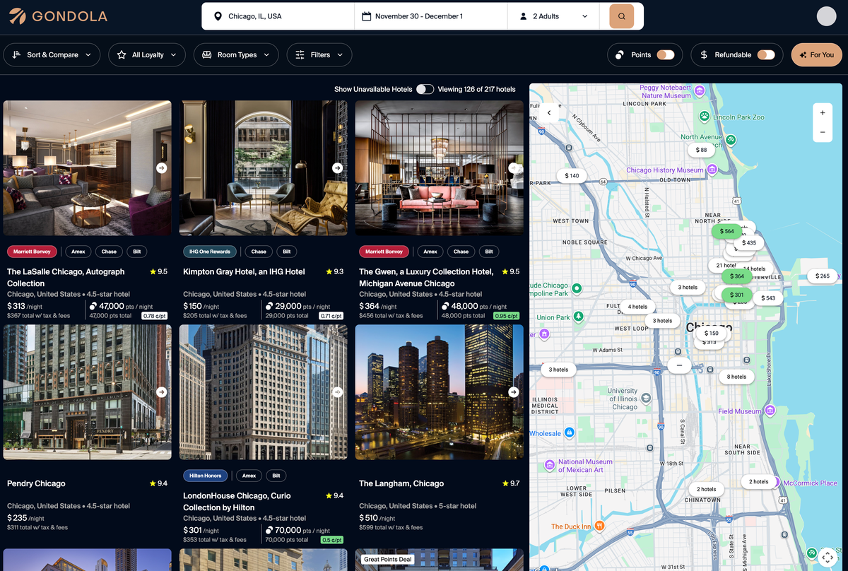 Gondola Hotel Search Results