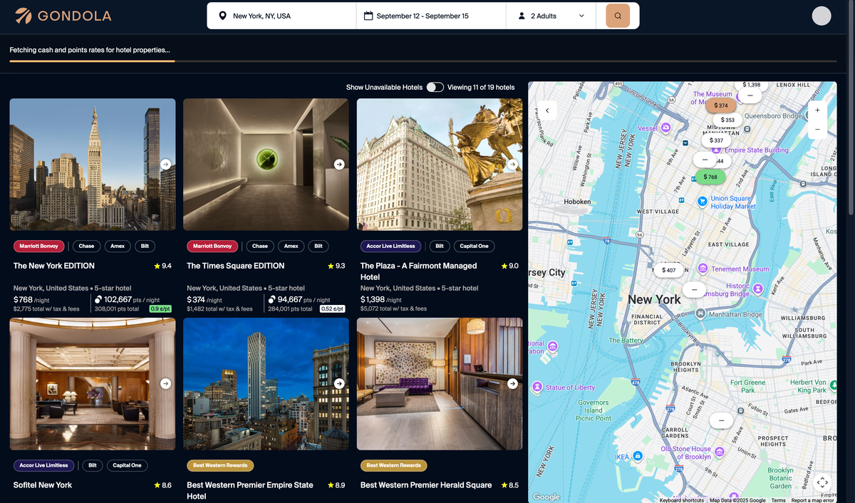 Gondola Hotel Search