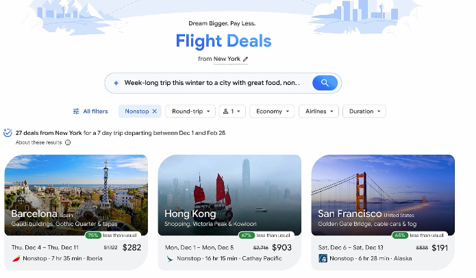 Google Flights Flight Deals