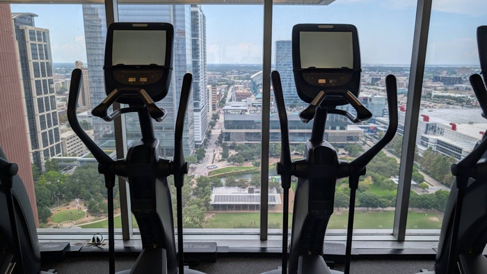 Hilton Americas Houston fitness center view Hilton Americas Houston fitness center view