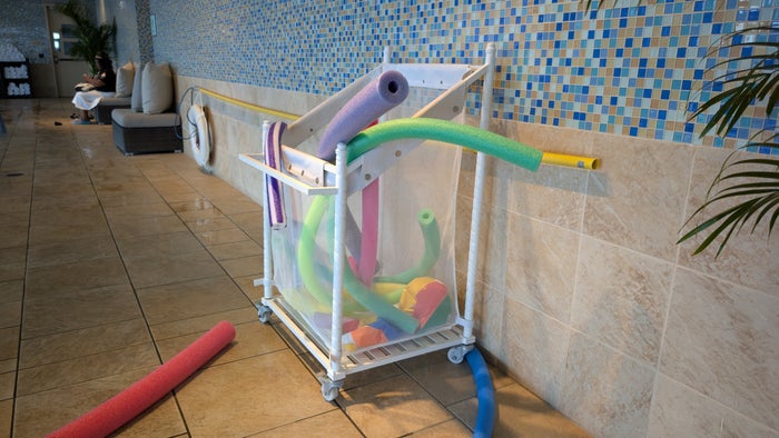 Hilton Americas Houston rooftop pool toys Hilton Americas Houston rooftop pool toys