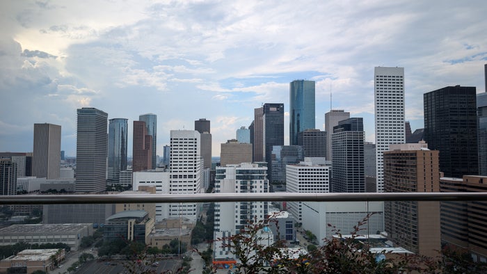 Hilton Americas Houston rooftop terrace view Hilton Americas Houston rooftop terrace view