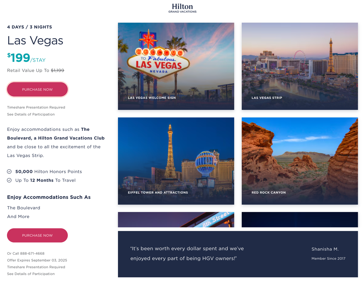 Hilton Grand Vacations Las Vegas offer August 2025