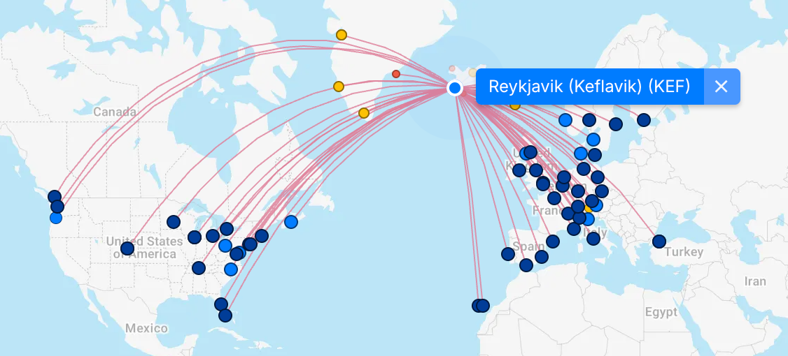 Icelandair route map