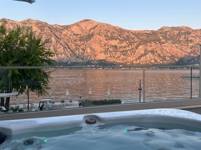 Jacuzzi sunsets from suite 103 Hyatt Regency Kotor Bay Jacuzzi sunsets from suite 103 Hyatt Regency Kotor Bay