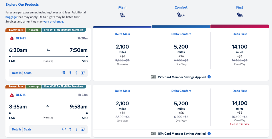 LAX SFO Delta Sale