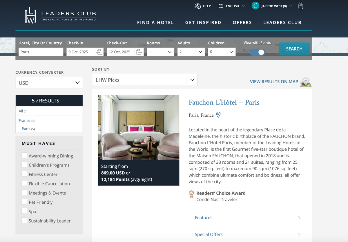 LHW booking example