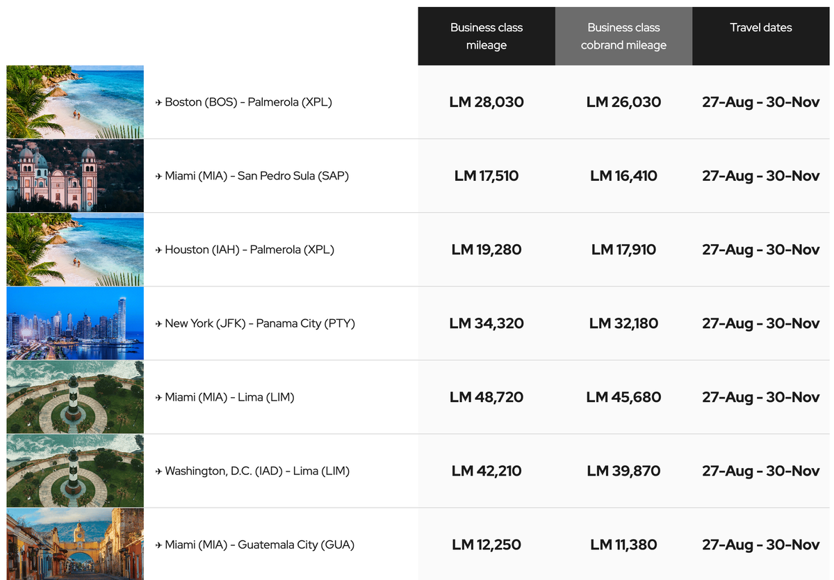 LIfeMiles award sale business class August 31 2025