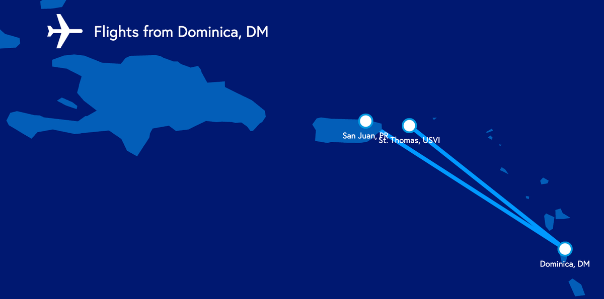 Map of Contour Airlines Dominica routes
