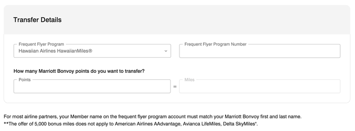 Marriott transfer page Hawaiian August 2025