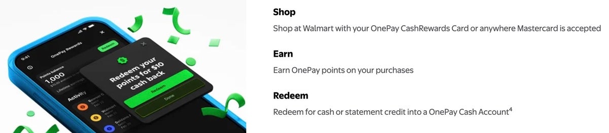 OnePay CashRewards Walmart