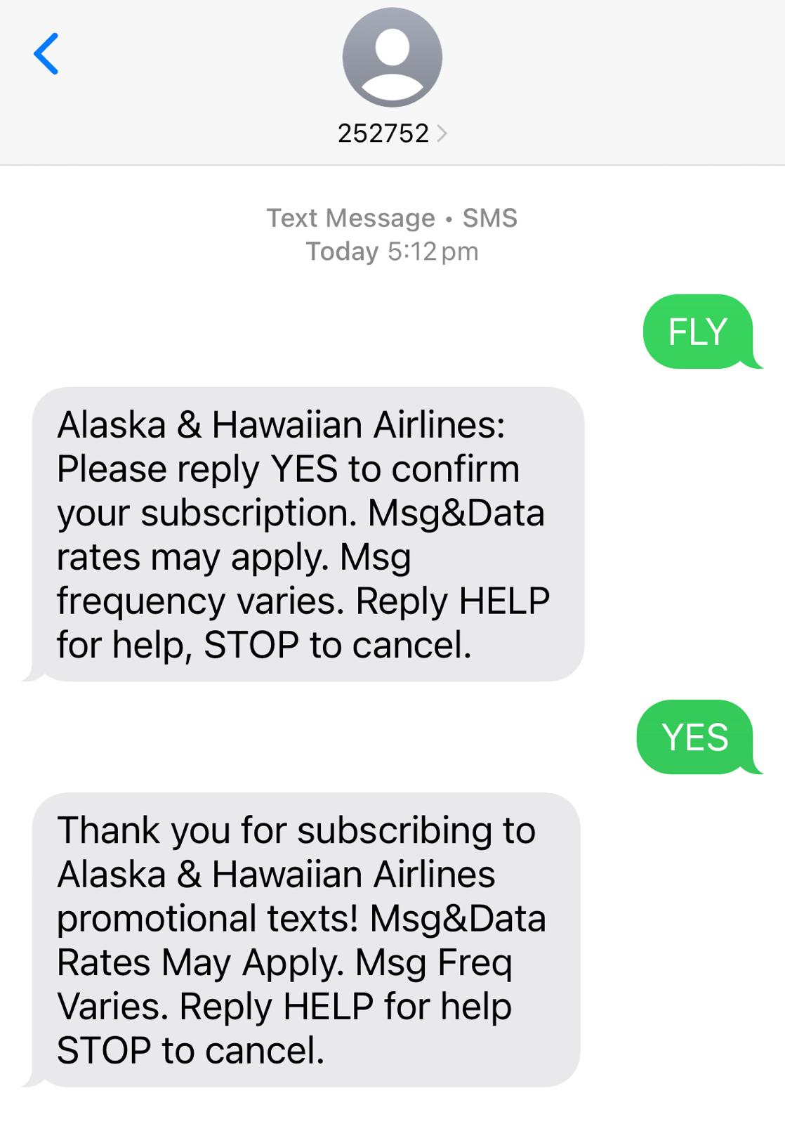 Opt in to Alaska messages