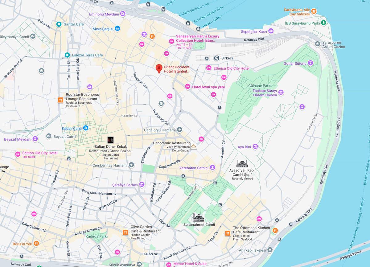 Orient Occident Hotel Istanbul Location Google maps