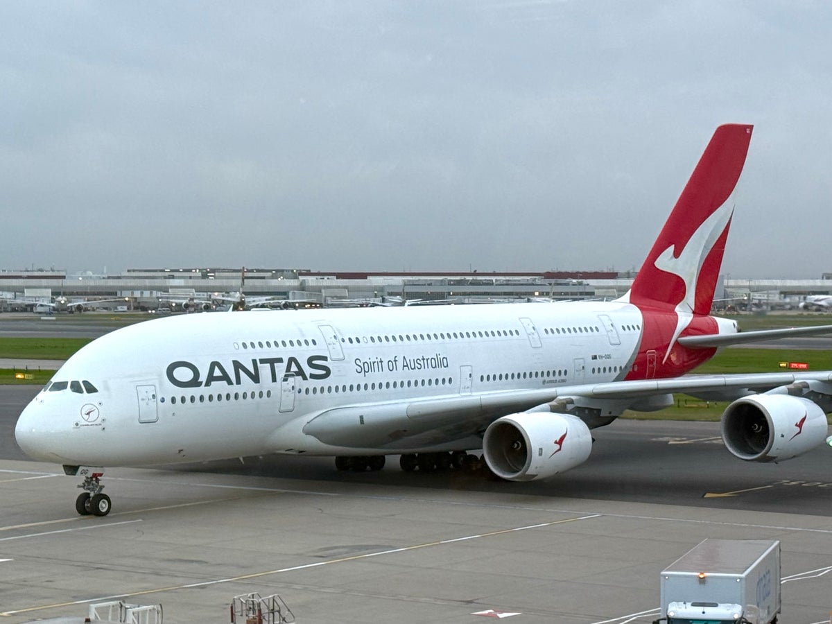 Qantas Airbus A380 at London Heathrow LHR