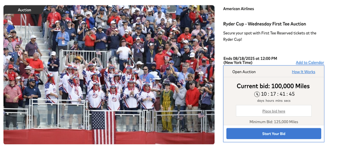 Ryder Cup First Tee Auction Ryder Cup First Tee Auction