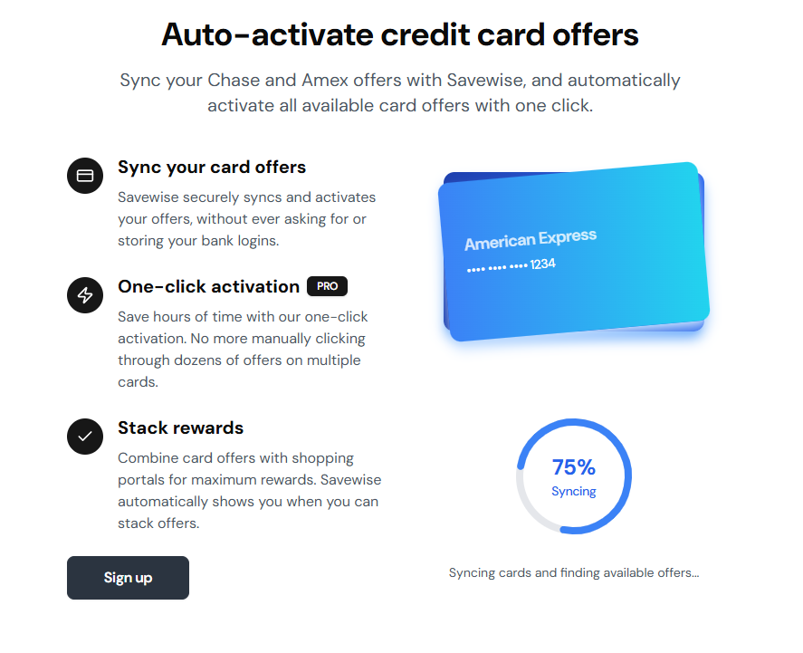 Savewise auto activate card offers