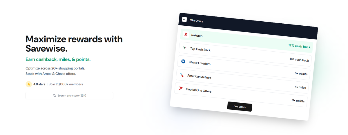 Savewise homepage