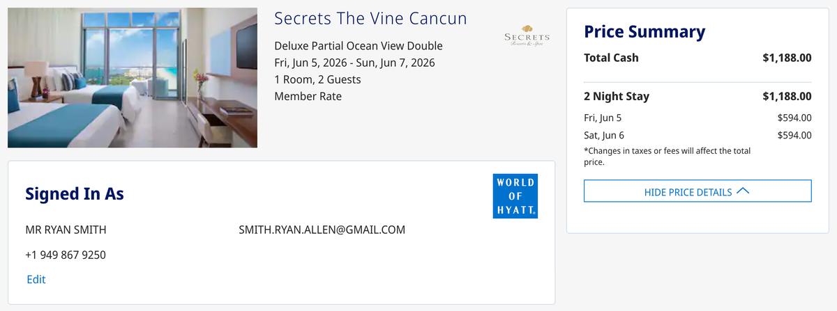 Secrets Vine Cancun direct rate
