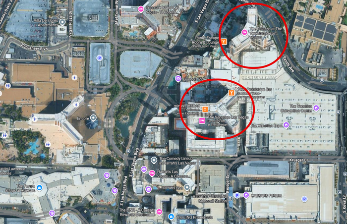 Venetian Resort satellite map Venetian Resort satellite map