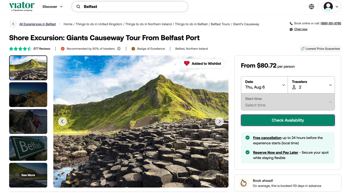 Viator tour Giants Causeway from Belfast