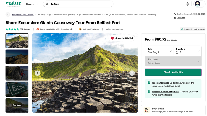 Viator tour Giants Causeway from Belfast