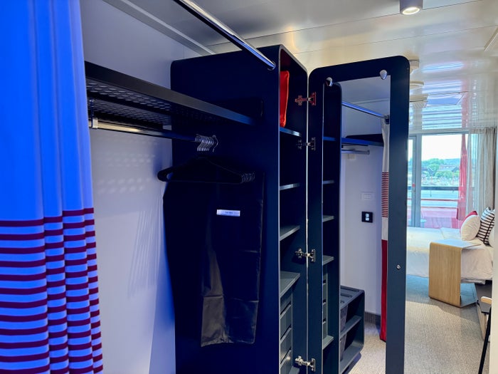 Virgin Voyages Brilliant Lady Sea Terrace cabin storage Virgin Voyages Brilliant Lady Sea Terrace cabin storage