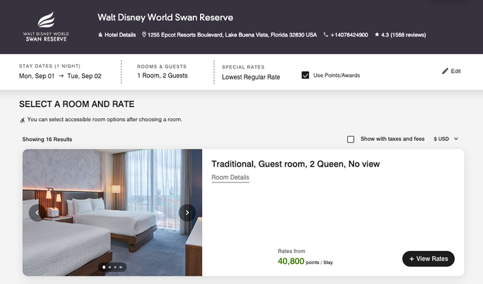 Walt Disney Swan Reserve Pricing Walt Disney Swan Reserve Pricing